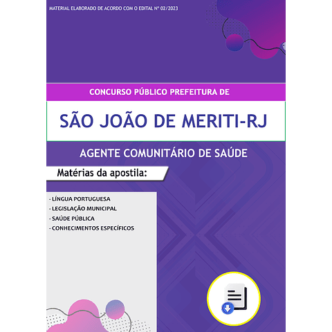 Apostila Concurso São João de Meriti 2023 - Agente Comunitário de Saúde
