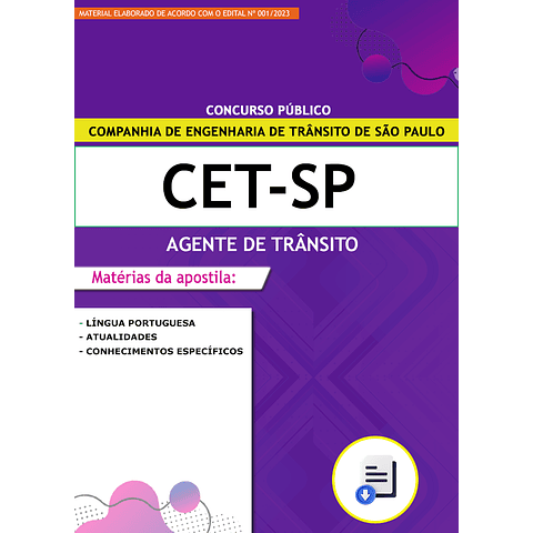 Apostila Concurso CET-SP 2023  - Agente de Trânsito