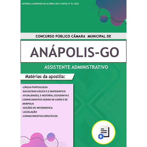 Apostila Concurso Câmara de Anápolis-GO 2023 - Assistente Administrativo