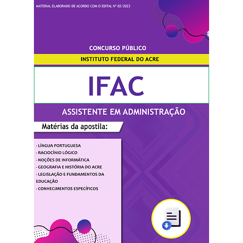 Apostila Concurso IFAC 2023 - Assistente em Administração