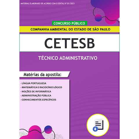 Apostila Concurso CETESB 2023 - Técnico Administrativo