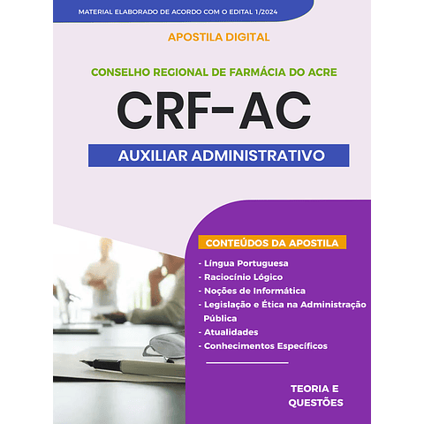Apostila Concurso CRF-AC 2024 - Auxiliar Administrativo