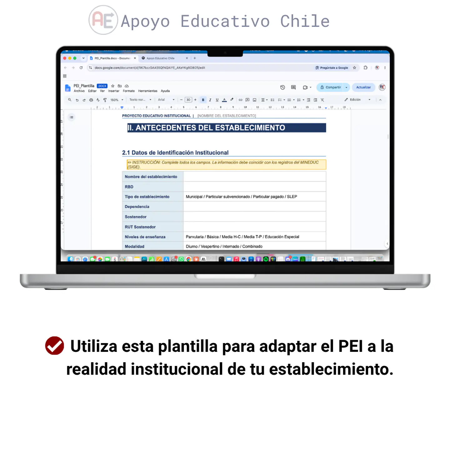 Plantilla PEI Editable Word | Proyecto Educativo Institucional 2