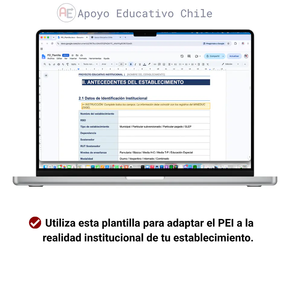 Plantilla PEI Editable Word | Proyecto Educativo Institucional 2