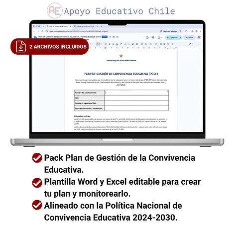 Pack Plan de Gestión de Convivencia: Plantilla Word + Monitoreo Excel