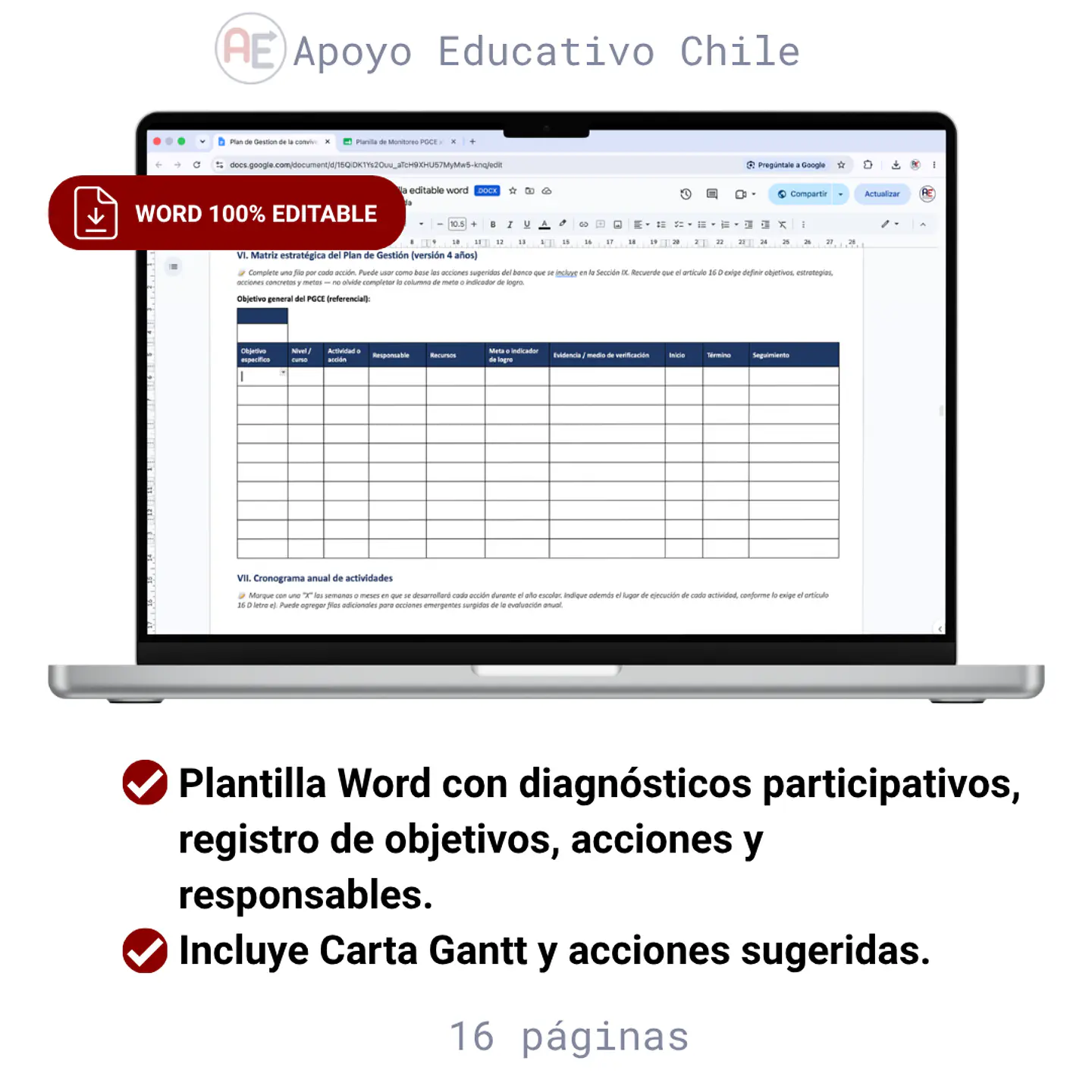 Pack Plan de Gestión de Convivencia: Plantilla Word + Monitoreo Excel 2