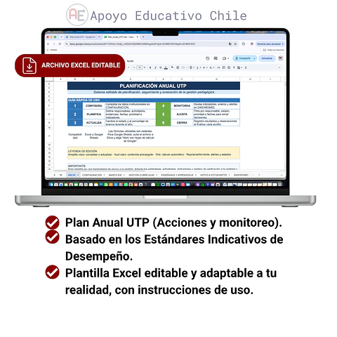 Planificación Anual UTP – Gestión Pedagógica | Excel Editable con Dashboard y Estándares EID