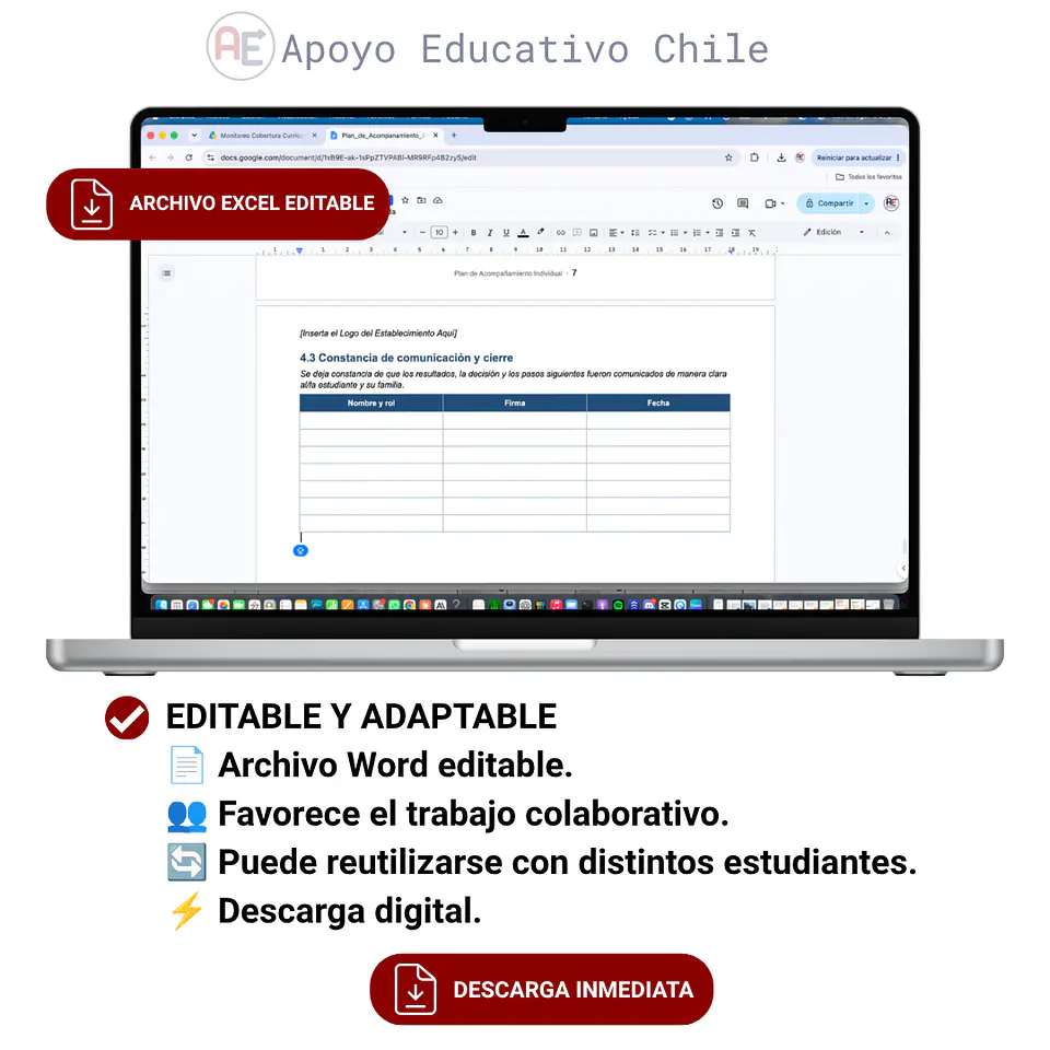 Plan de Acompañamiento Individual | Plantilla Word Editable 5