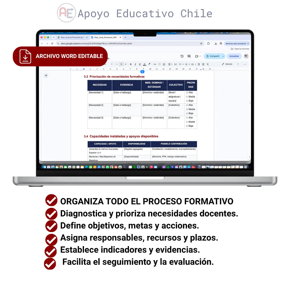 Plan Local de Formación Docente| Editable Word 3
