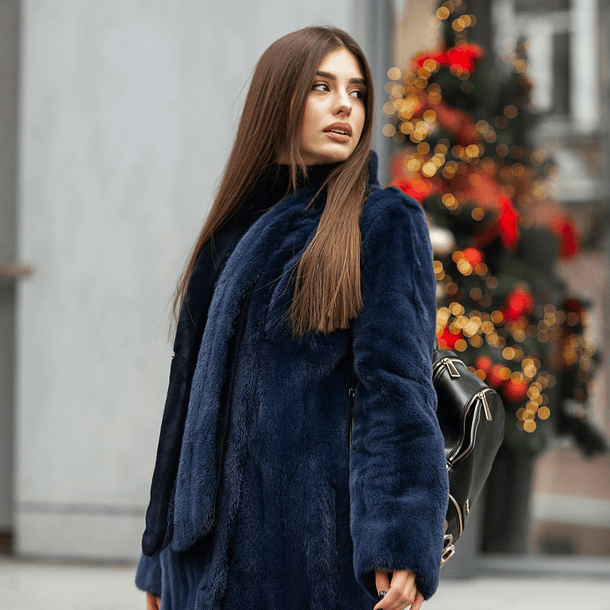 Blue long fur coat 2