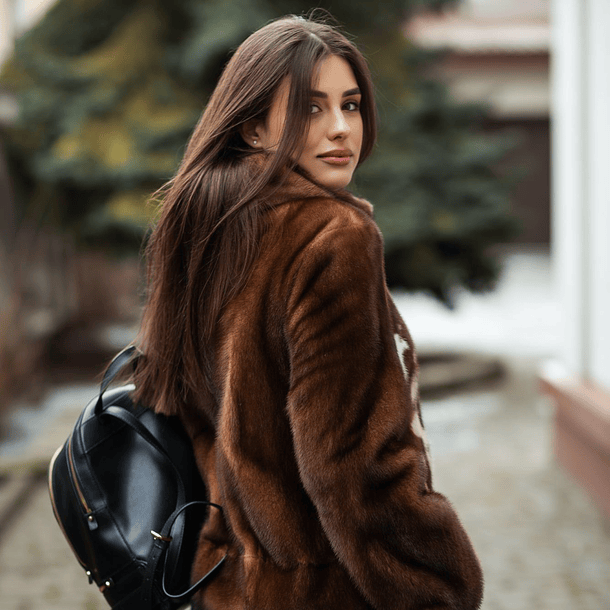 Brown long fur coat 