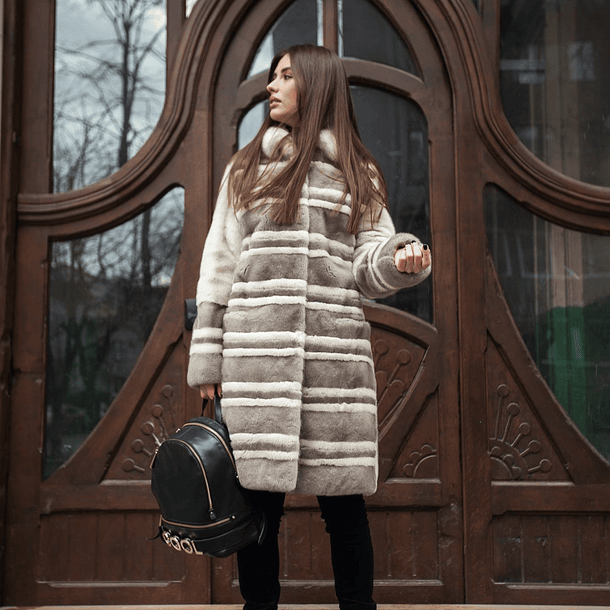 White and grey fur coat 4