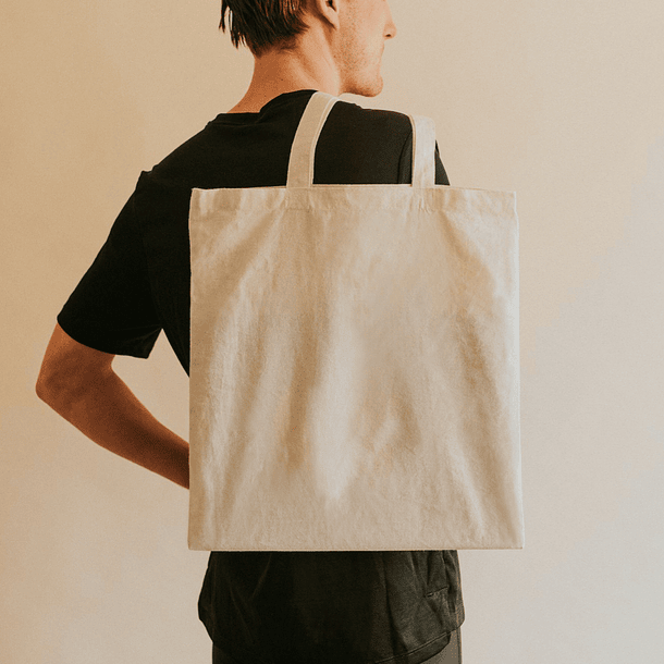 White cotton Tote bag 