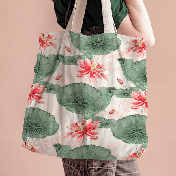 Lotus pattern Tote bag 