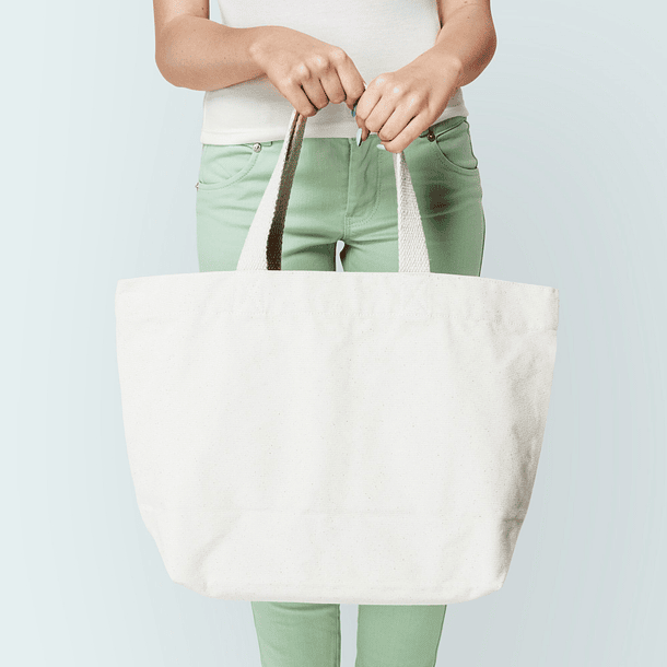 White wide cotton Tote bag 