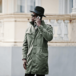 Green Long Poliester Coat