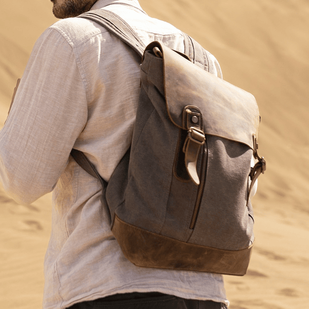 Brown Leather Travel Backpack 