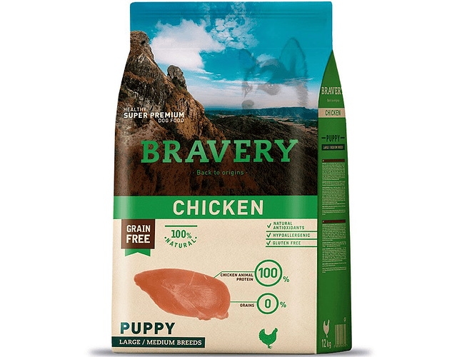 Bravery Puppy Chicken Medium/large Breed 4kgs