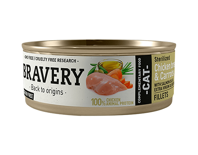 Bravery Humedo  Pechuga de pollo y zanahorias pate para gatos 70g