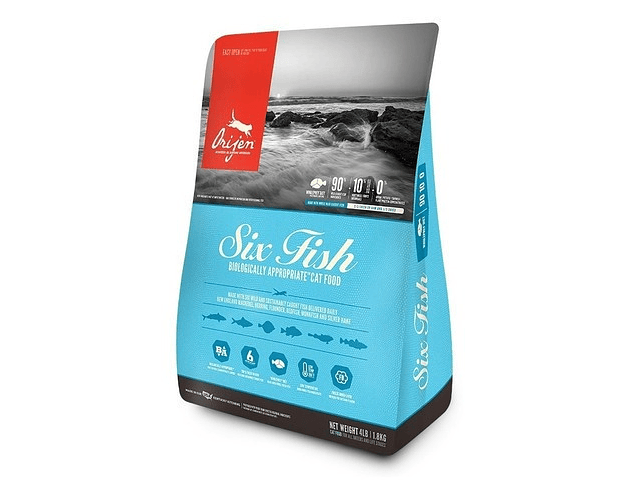  Orijen Six Fish Para Gato Todos Los Tamaños Sabor Mix De Pescado En Bolsa De 1.8kg