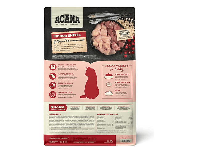 Acana Indoor Entrée Para Gato Adulto Sabor Mix En Bolsa De 4.5kg