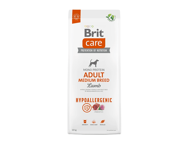 Brit Care Hipoalergénico Adulto   Raza Mediana  Cordero  12kg