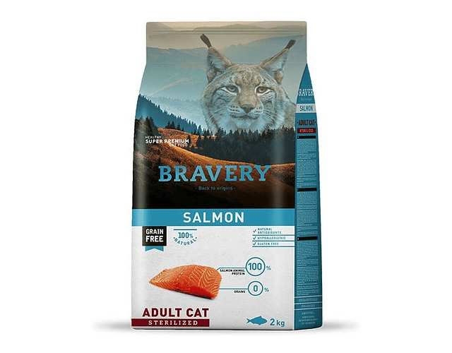 Bravery gato  Adulto Esterilizado Sabor Salmón En Bolsa De 2kg