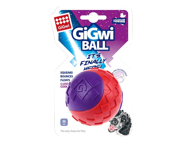 Pelota Para Perros Gigwi Ball Squeaker Medium Color Rojo