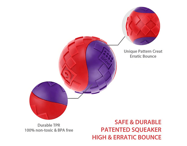 Pelota Para Perros Gigwi Ball Squeaker Medium Color Rojo