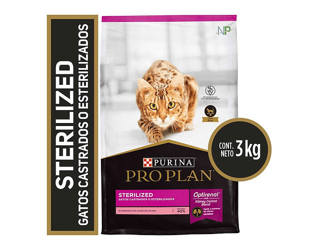 ProPlan Optirenal Sterilized Para Gato Adulto Sabor Salmón Y Arroz De 3 Kg