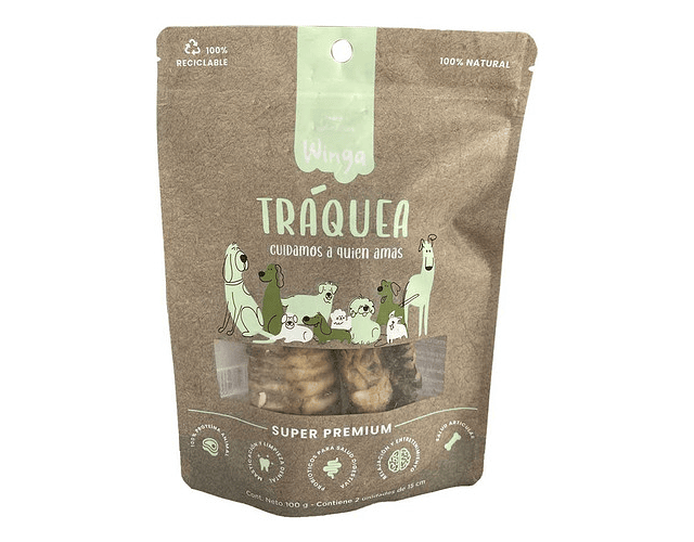 Snack Winga Tráquea Vacuno Super Premium Para Perro X2 Und