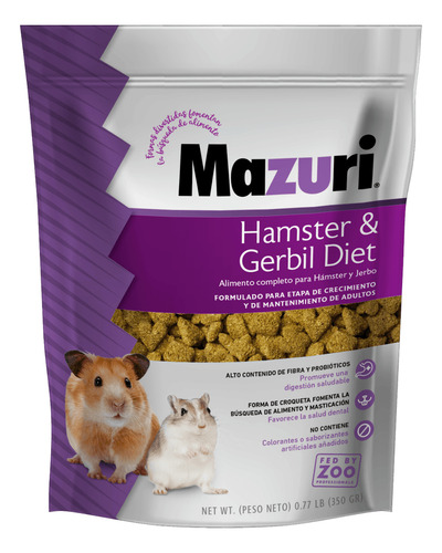 ¡Alimenta la felicidad de tu mascota con Mazuri Hamster & Gerbil 350Gr / ¡Fórmula Super Premium para mascotas exóticas!