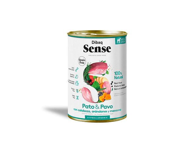 Dibaq Sense Humedo De Pato Y Pavo Para Perros 380g