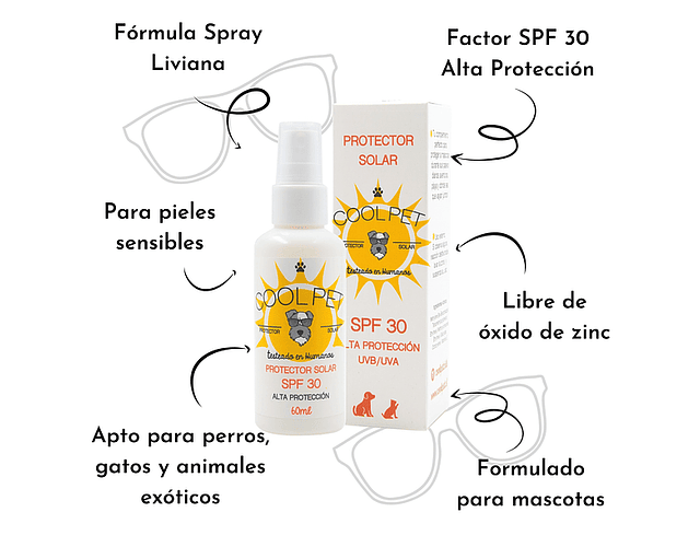 Cool pet protector solar spf 30 para mascotas 60ml