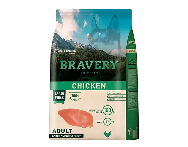Alimento Bravery Super Premium Adult Dog Large/medium Breeds Para Perro Adulto De Raza Mediana Y Grande Sabor Pollo De 4 Kg