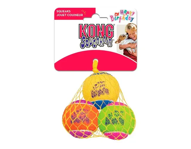 Pelota Para Perro Kong Multicolor Birthday Con Sonido Pack 3 Talla M