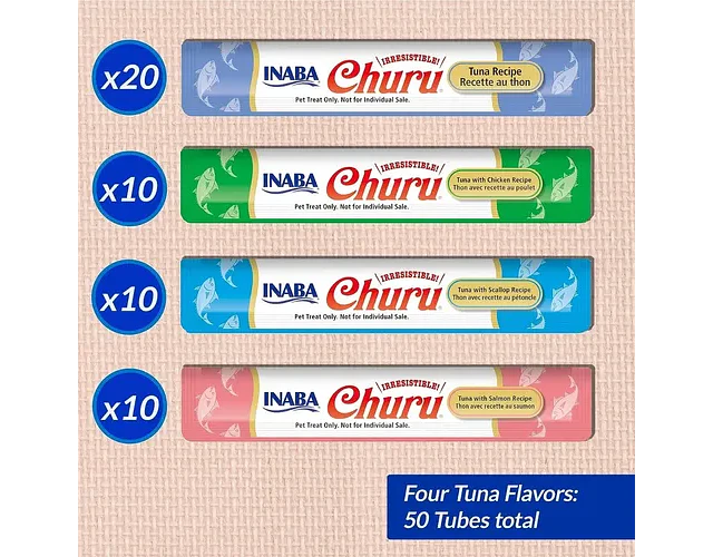 Churu Gato Sabor Atun Variedades Pack X50 Tubos