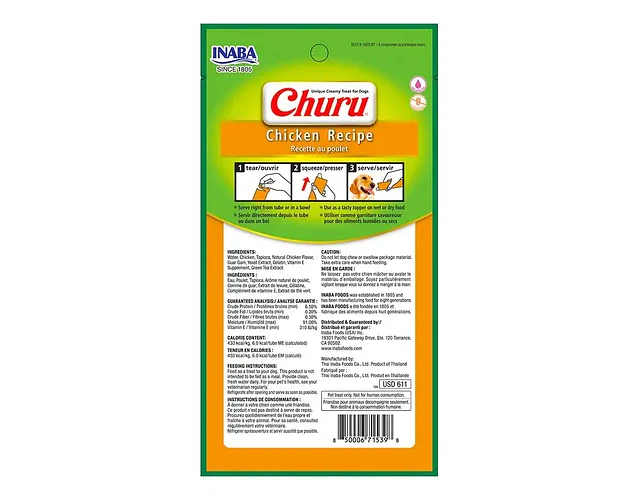 Snack Para Perro Cremoso Inaba Churu Pollo 14 Gr