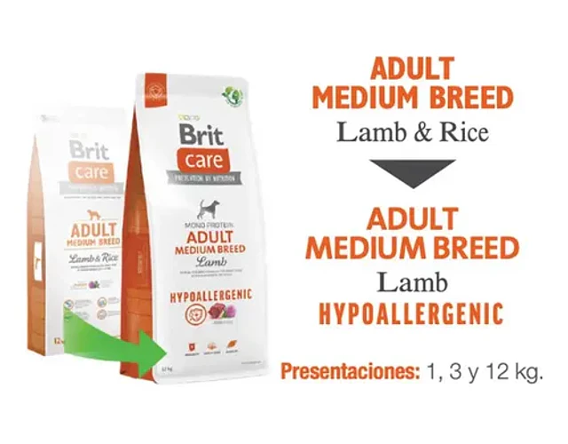 Brit Care Alimento Hipoalergénico Perro Adulto Raza Mediana Cordero 3kg