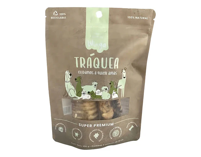Snack Winga Tráquea Vacuno Super Premium Para Perro X2 Und