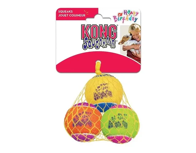 Juguete Para Perro Pelota Birthday Kong Sonido Pack 3 Unid Multicolor