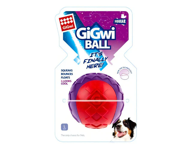 Pelota L Gigwi Squeaker 6cm Plástico Perro Sonido Lila Rojo
