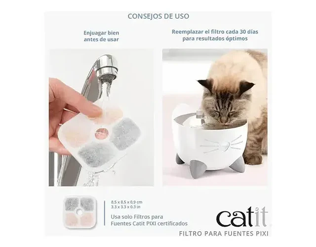 Filtros Para Fuente Bebedera Catit Pixi Color Blanco Blanco
