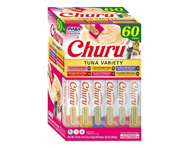 Inaba Churu Snack Gato Mix Sabor Atun, 60 Tubitos