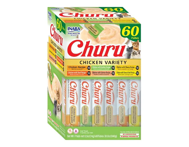 Inaba Churu Snack Gato Mix Sabor Pollo, 60 Tubitos