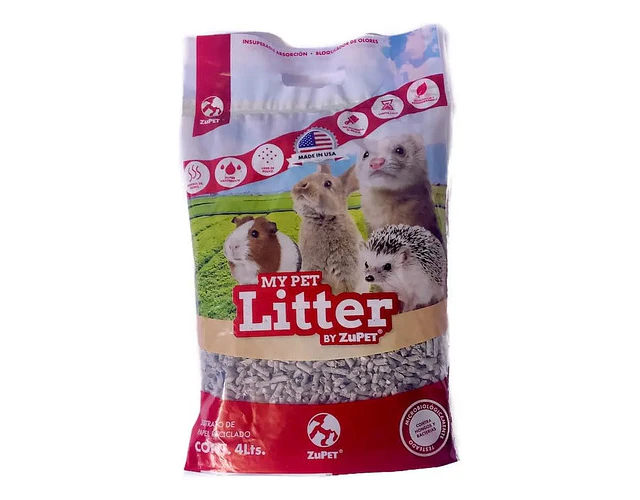 Sustrato Zupet My Pet Litter 4 L Papel Biodegradable Control Olores Mascotas Gris