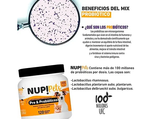 Nup! Pets Suplemento Pre & Probióticos Perro Y Gato Sabor Carne
