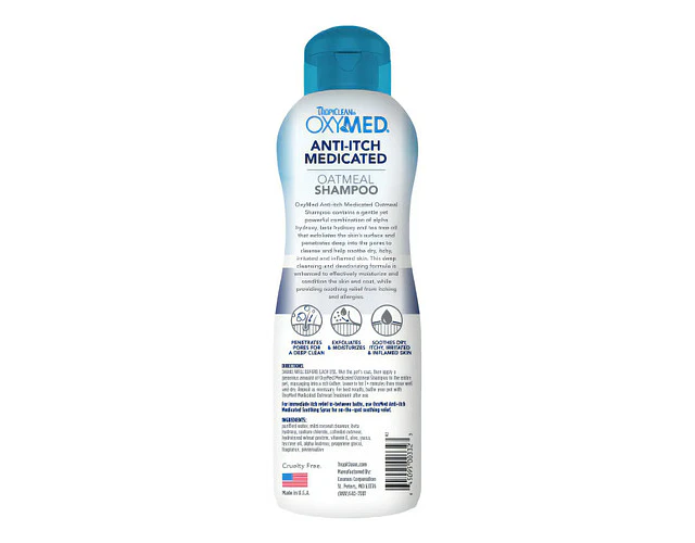 Shampoo Antipicazón Perros Gatos Oxymed Avena 592ml Tropiclean Neutra