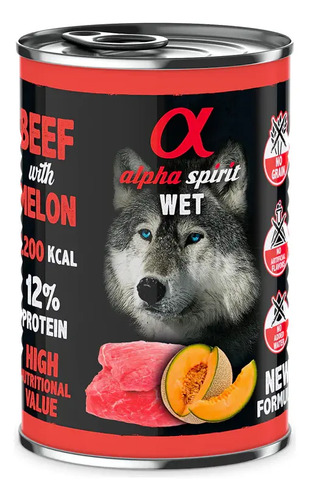 Alpha Spirit Alimento Húmedo Lata Ternera con Melón 400 g