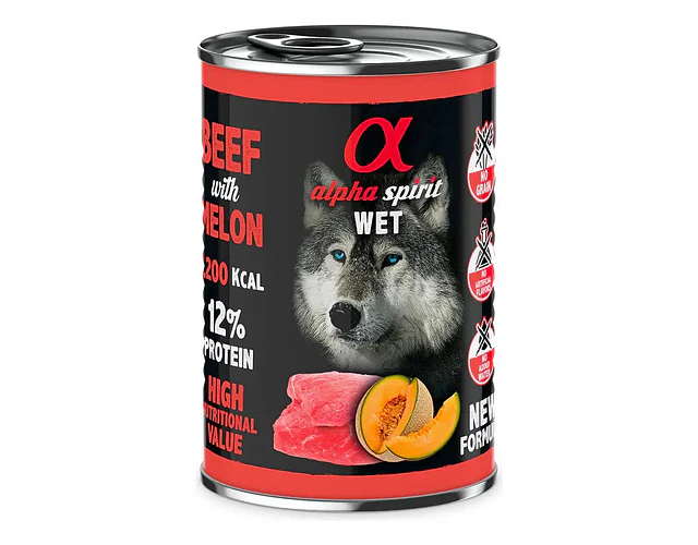 Comida Húmeda Para Perro Adulto Sabor Ternera Y Melón Alpha Spirit 400g